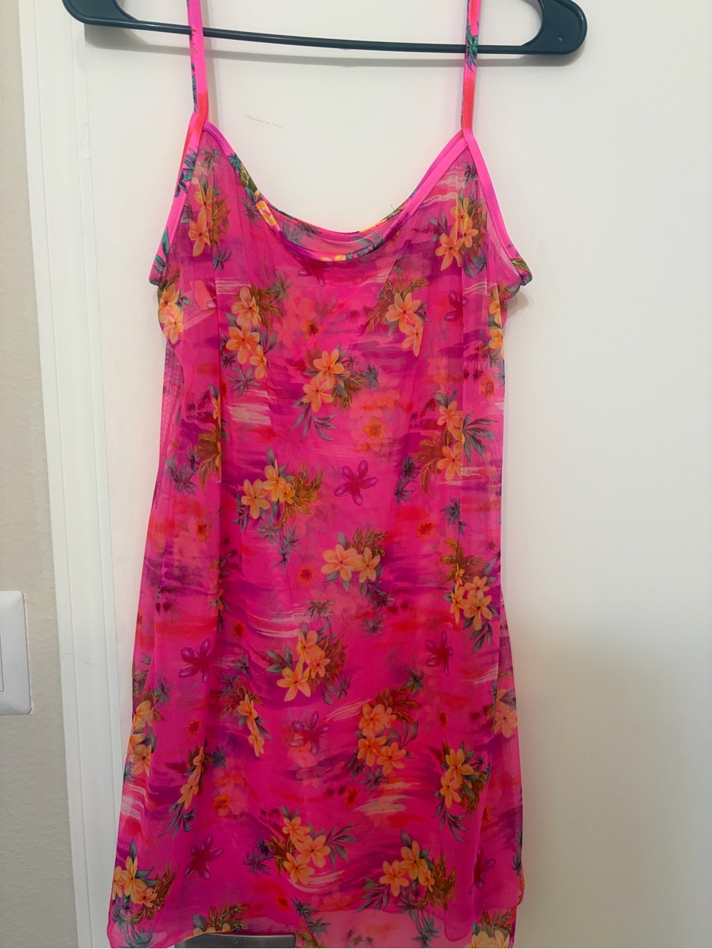 Sheer floral bathing suit cover up dress